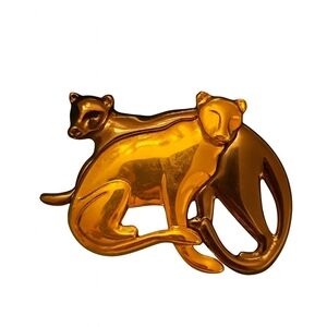 Liz Claiborne Vintage Gold-Tone Twin Cat Brooch